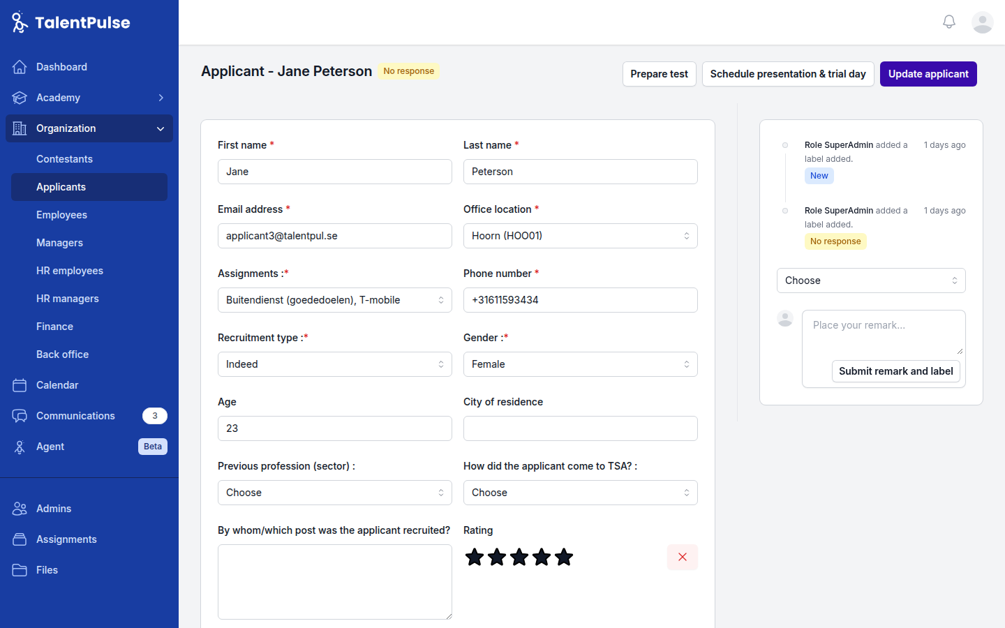 TalentPulse Dashboard